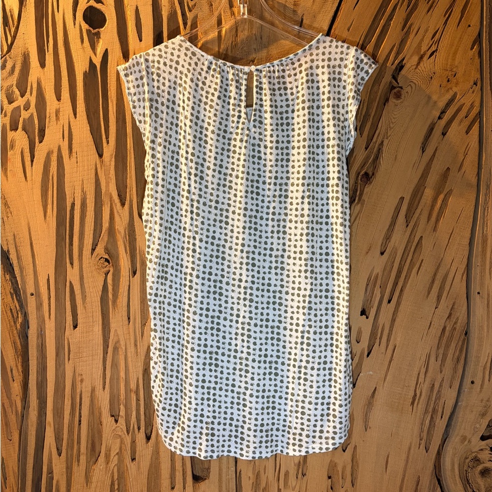 Loft Green and White Polka Dot Women's Top. Size: S - Picture 3 of 4